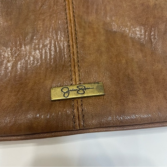 Jessica Simpson Brown Studded Leather Messenger crossbody Bag. Lining picture - Picture 7 of 11